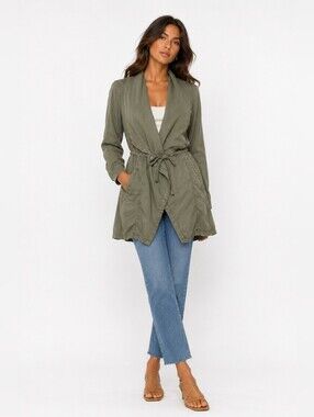 MAX JEANS Olive Utility Tie-Waist Jacket
